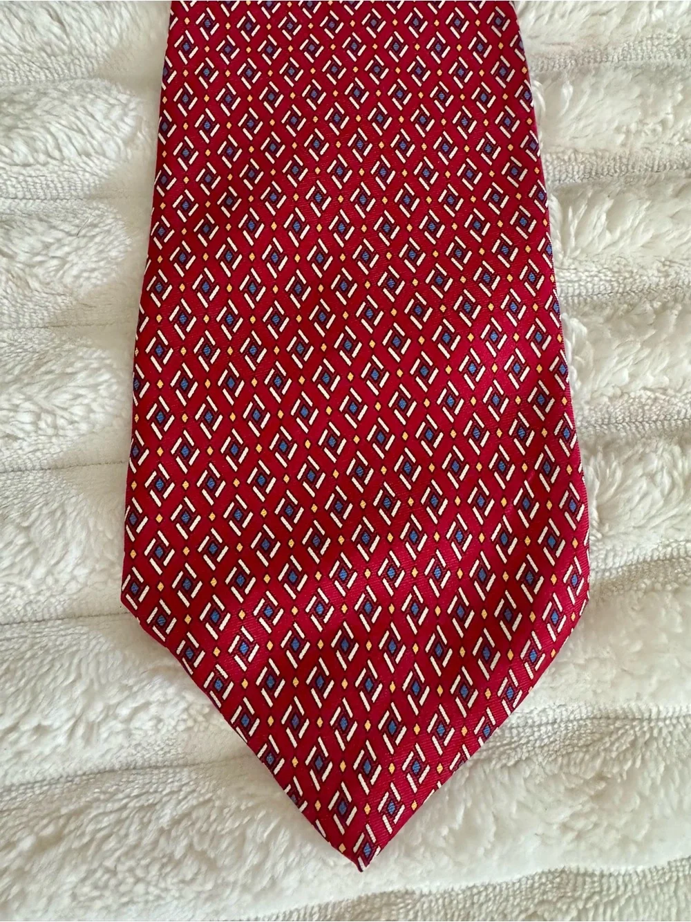 Lauren Ralph Lauren Green Label Red Silk Geometric Tie
